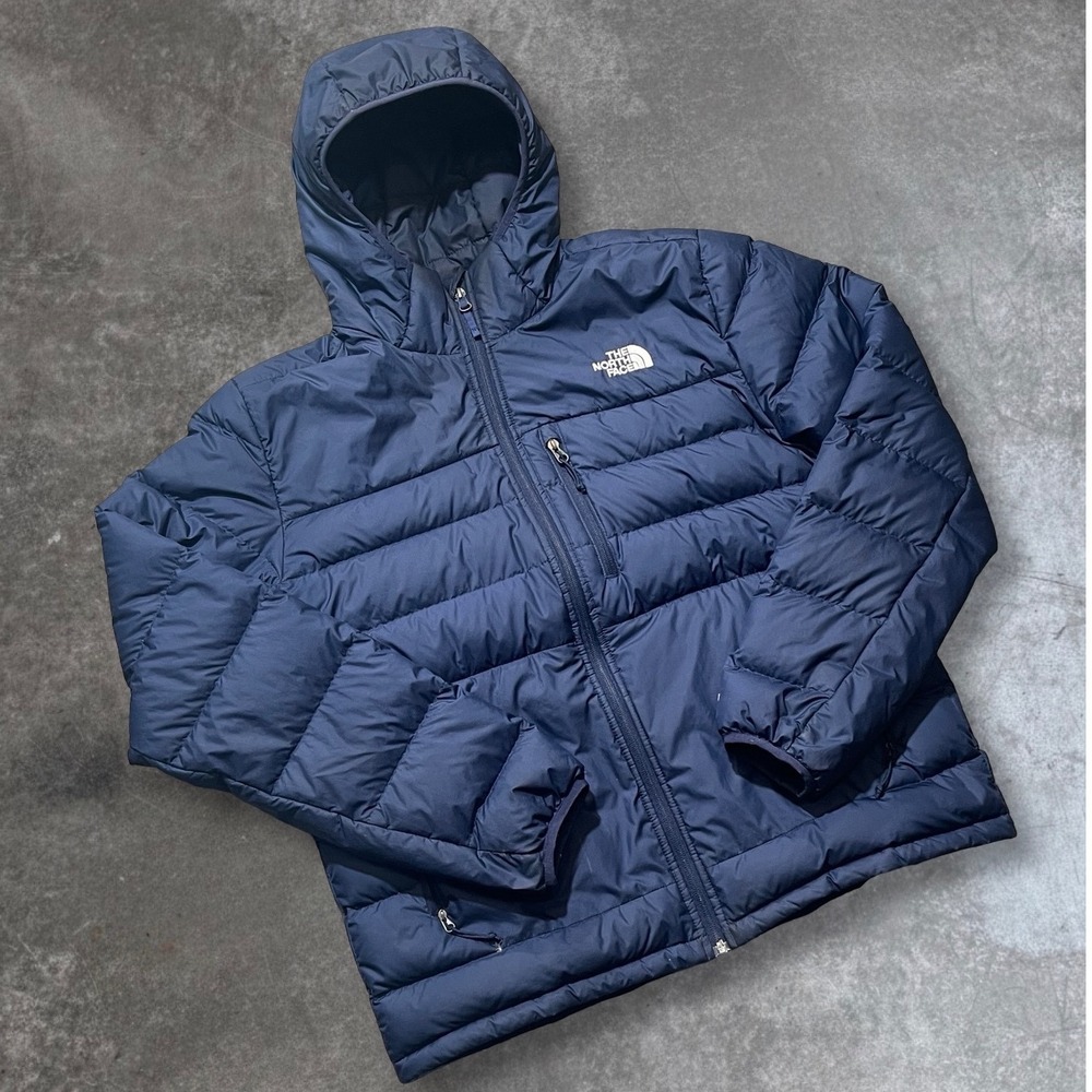 The North Face Hooded Down Puffer Jacket Navy Blue Men's Size L